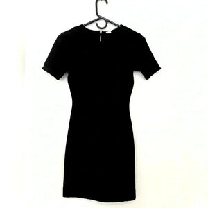 Wilfred black, jacquard, fitted short sleeve dress  with a back zipper
